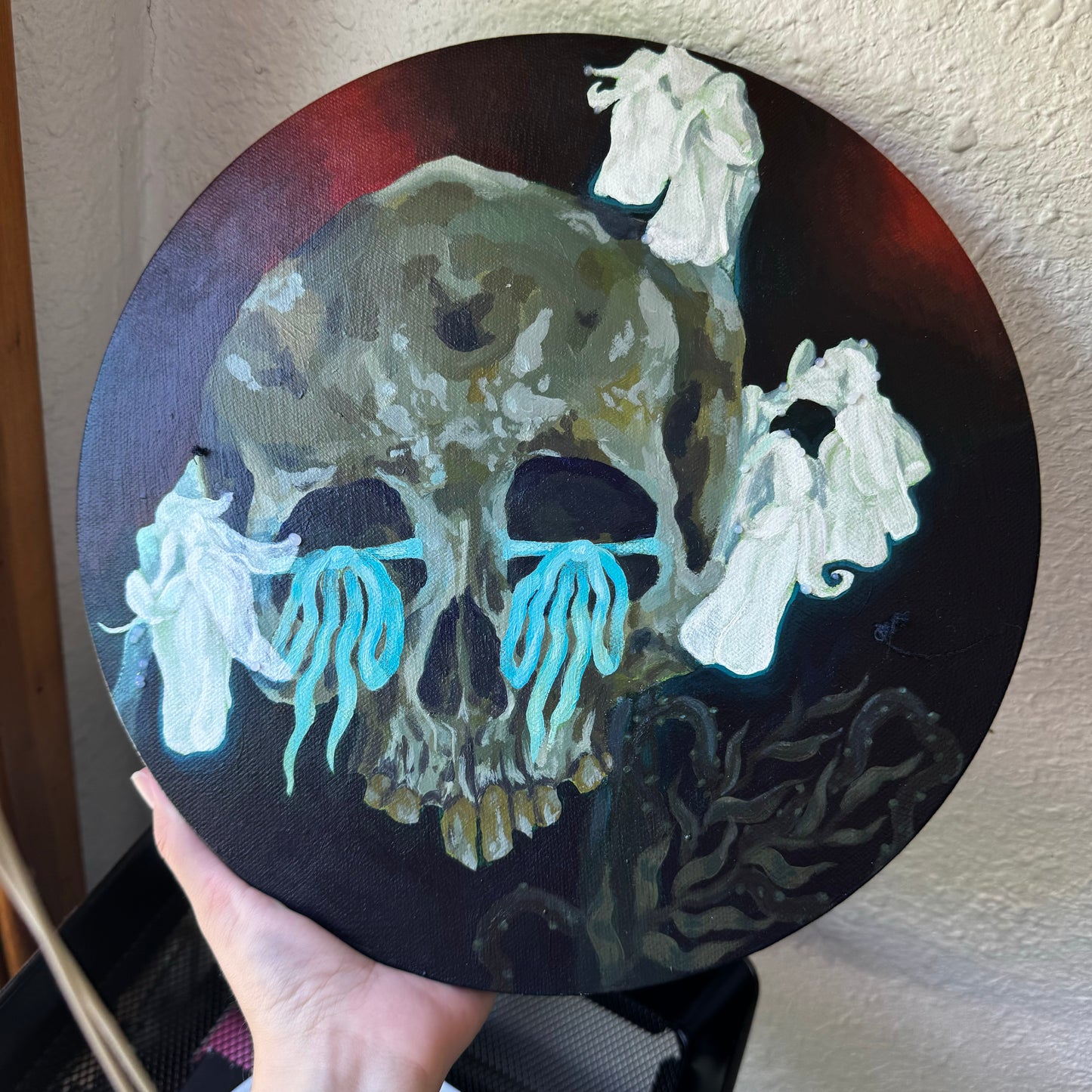 Swampy Skull Acrylic Painting