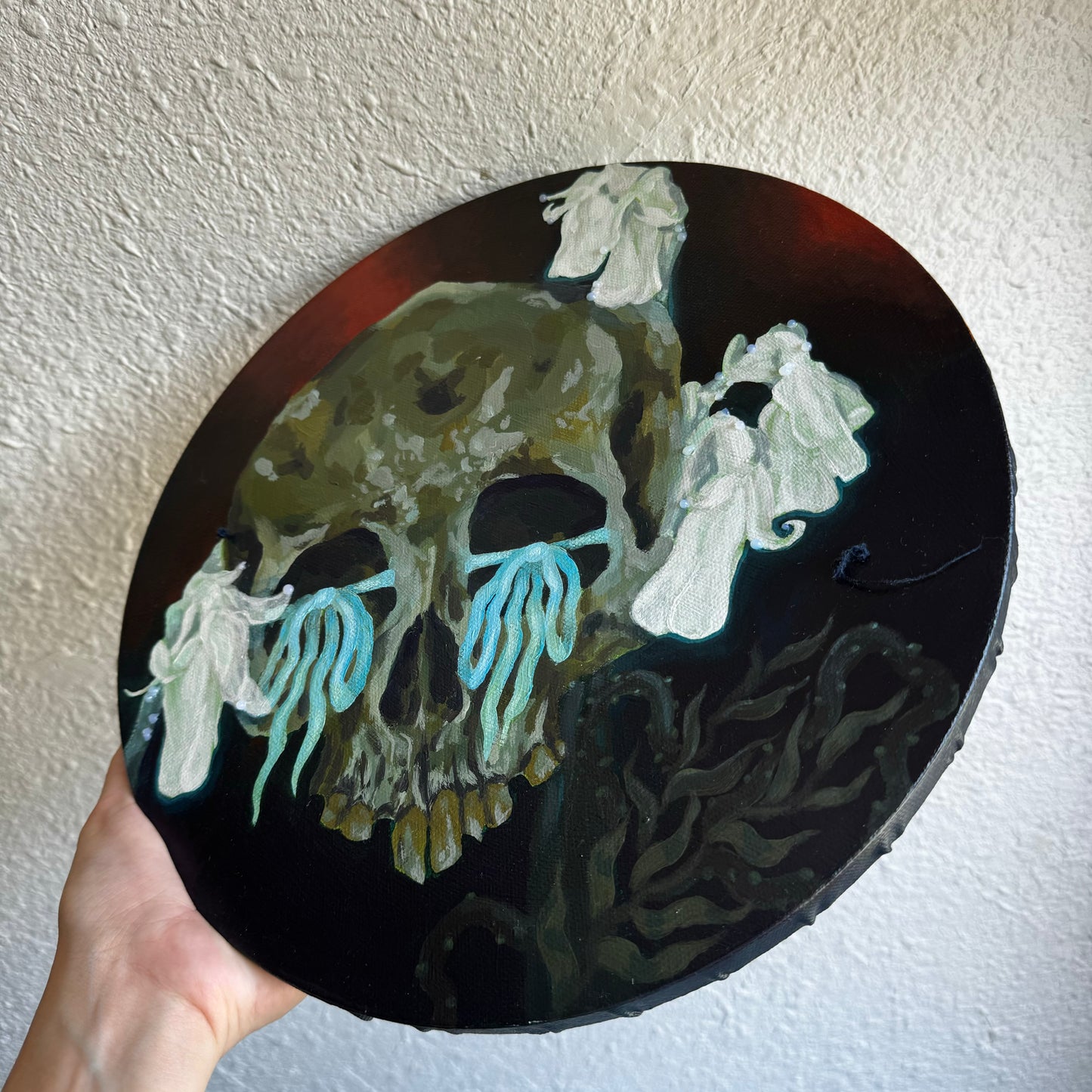 Swampy Skull Acrylic Painting