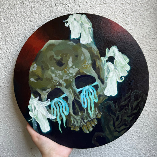 Swampy Skull Acrylic Painting