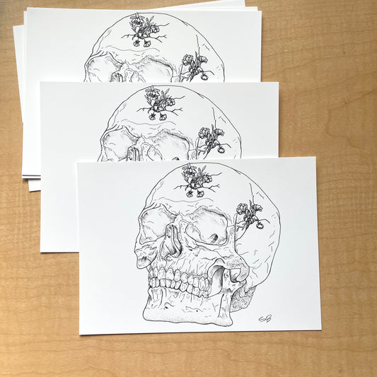 Skull with Flowers Print