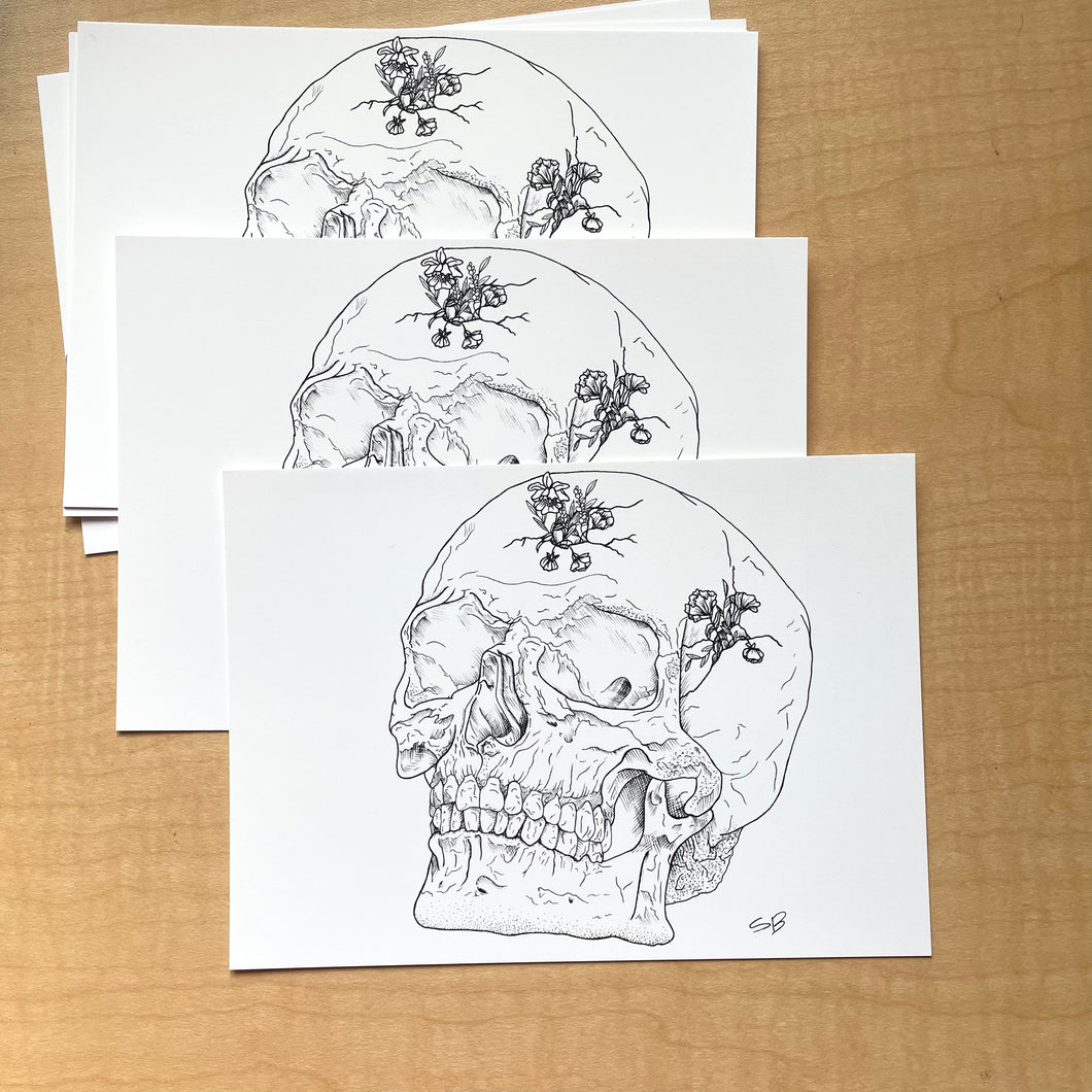 Skull with Flowers Print
