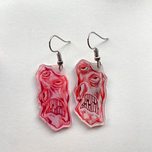 Red Monster Earrings