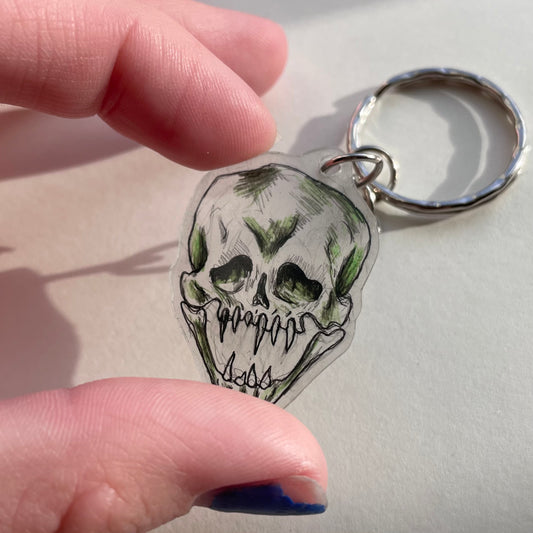 Green Skull Keychain