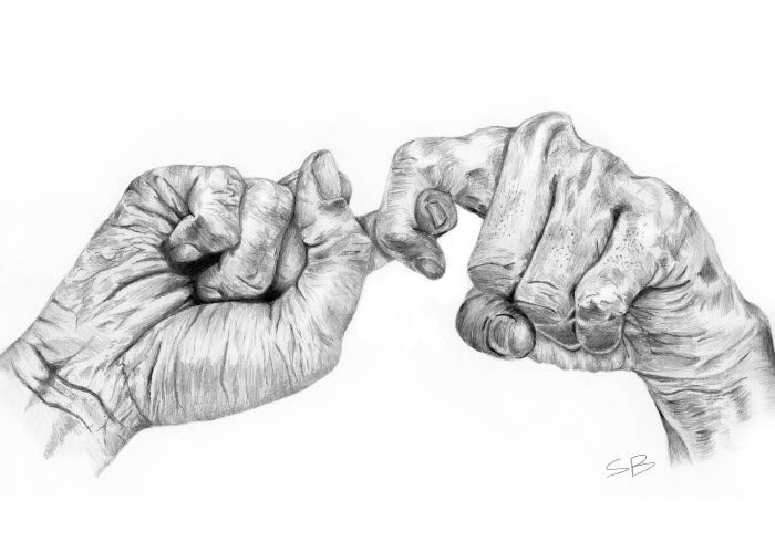 This ASL art drawing is a print of my original hand drawing of the word 'Friend' in American Sign Language. I drew this when I was still in high school, taking ASL. Makes a great teacher gift, best friend gift, or present for anyone in the deaf, hard of hearing, or sign language community. detailed graphite pencil drawing